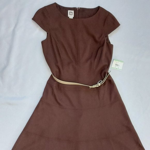 Anne Klein Signature Swing Dress fit & flare Chocolate size 8 *NEW WITH TAGS NWT - Picture 1 of 6